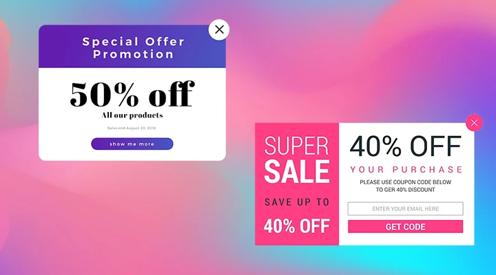 Pop-Up Offers on the Homepage 